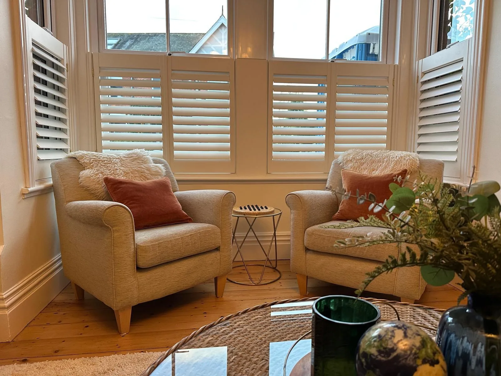 A curved special-shaped window in Whitley Bay
